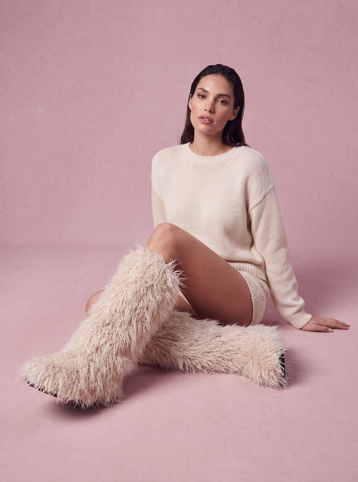 Mimi Fluffy White Boots